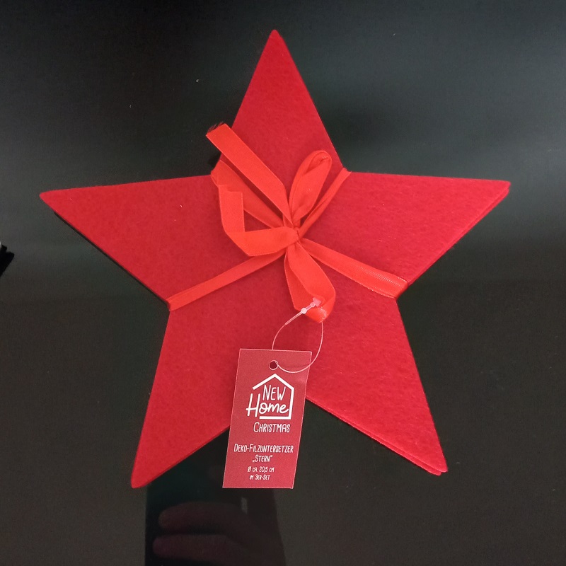 Dekorácie vianočná hviezda z filcu červená 3 kusy